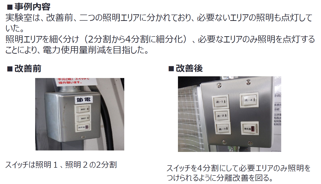 1-1実験室証明スイッチの区画点灯化